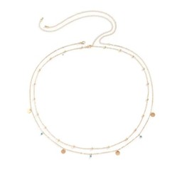 Snogisa Gold Waist Chain for Women,Waist Chain Belt Multilayer Gold Silver Sun Moon Chain Belt for Women Dress Body Belly Chain Metal Waist Chain,Summer Beach Rhinestone Body Jewelry (Layer 2-a little green)