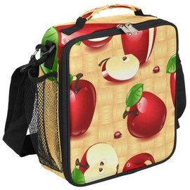 ADTASU Red Apple Kids Lunch Boxes for School, Insulated Tote Bag, Reusable Aesthetic Aesthetic Soft Coolers Insulated Leak Proof Lunch Bags, Reusable School Meal Prep Lunch Box for Work Travel