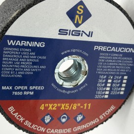 SIGNI 4 inch SiC Silicon Carbide Grinding Stone with 5/8 Arbor Thread for Granite Masonry (C16)
