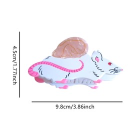 Novelty Winged Mouse Hair Clip,Cute Acetate Claw Clips,Big Hair Clips for Women,White