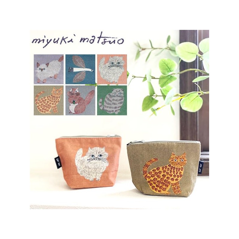 Miyuki Matsuo Mini Pouch Cat Animal Pattern Cosmetic Pouch Milo