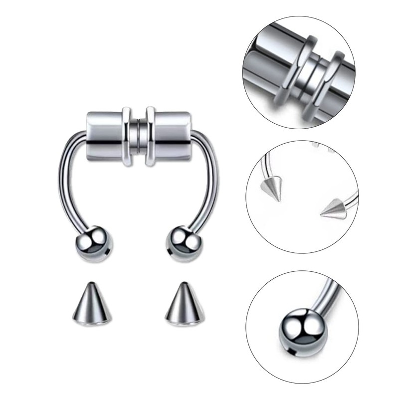 LuLiyLdJ Magnetic Separator Nose Ring Stainless Steel Horseshoe Ring Artificial