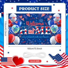 Welcome Home Decorations Banner Red Blue Patriotic Welcome Home We Missed You So Much Backdrop Banner Signs for Military Army Returning Homecoming Party Supplies Indoor Outdoor Decor