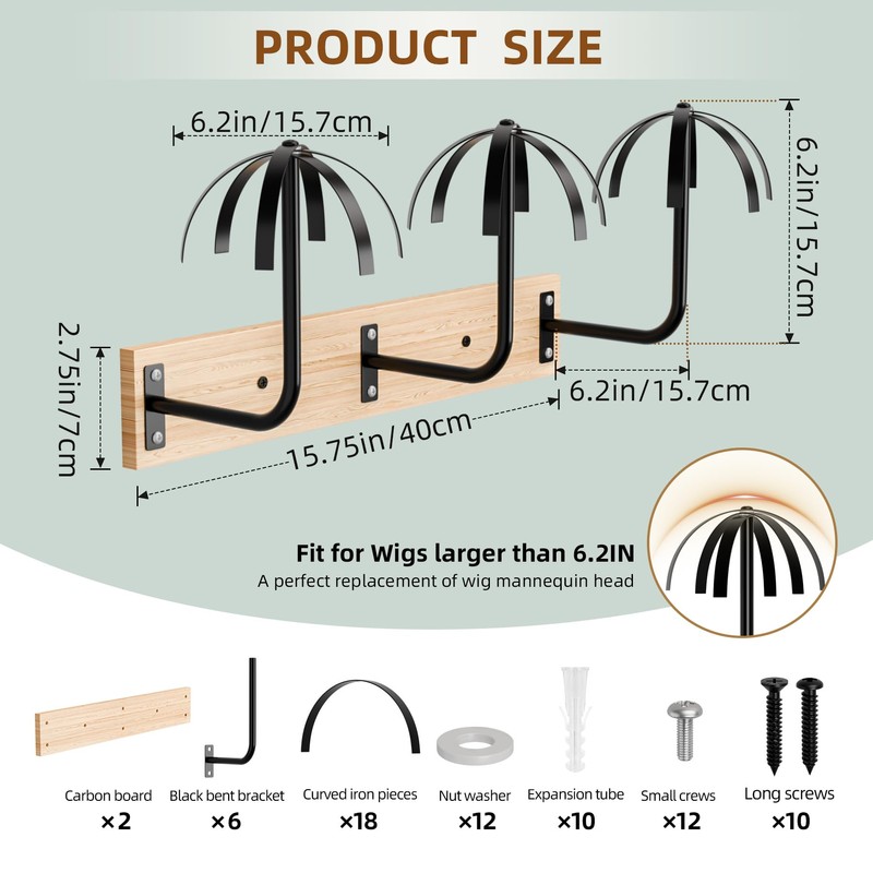 MEEMENG Wig holder for Multiple Wigs, 6 PCS Sturdy Wall