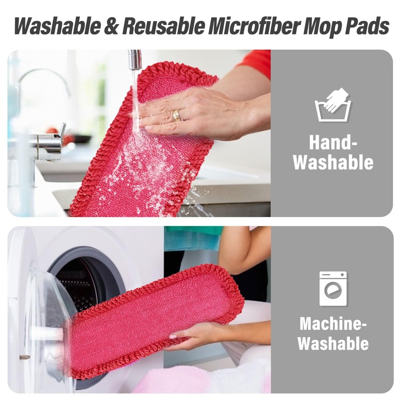 16.5 inch Mop Refills, 3 Pack Microfiber Reusable Replacement Mop