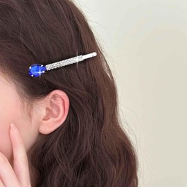 Aneneiceera Vintage Blue Crystal Hair Clip Cz Sapphire Hair Pin Clip Teardrop Rhinestone Hair Barrette Pin Cz Head Clip Headwear Decorative Headpieces Hair Accessories for Women (Blue)