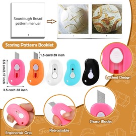 Paifeancodill Bread Lame Dough Scoring Tool, 6 Pcs Retractable Sourdough Scorer Lame Scoring Tool, Blade for Scoring Dough, Bread Making Razor for Homemade Bread, Slashing Cutter (6)