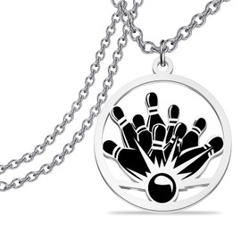 LQRI Bowling Necklace Bowling Bowl Gift Bowling Ball Sports Pendant Necklace Bowling Player Coach Gift (bowling)