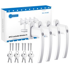 AUTOUTLET Aluminium Window Handle, Lockable, Safety Window Handle, Child Lock with Pin Length 35 mm, Keyed Alike Windows Balcony Door Handle (White)