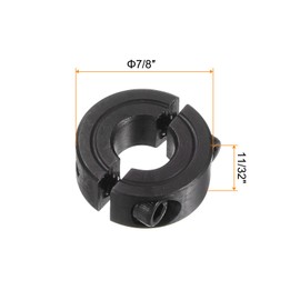 HARFINGTON Shaft Collar for 3/8" Rod 7/8" OD 11/32" Width Black Oxide Plating Double Split Axle Clamp-On Collar with Set Screw