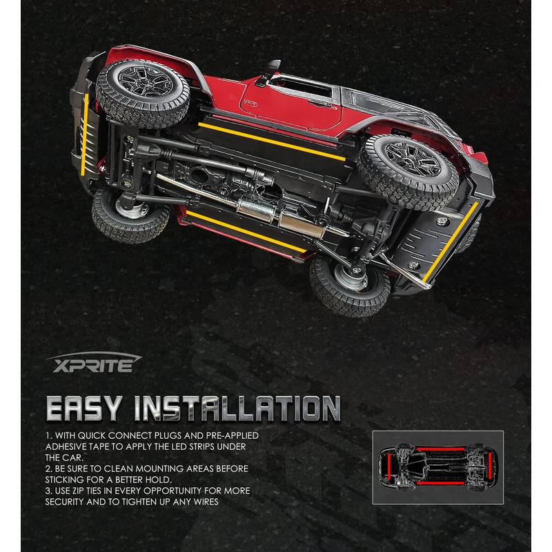 Xprite Car Underglow Neon Accent Strip Lights, 4 Pcs RGB