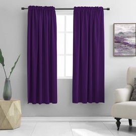 DONREN Royal Purple Blackout Curtains for Bedroom - Thermal Insulated Rod Pocket Curtains for Living Room (42 x 63 Inch Length,1 Pair)