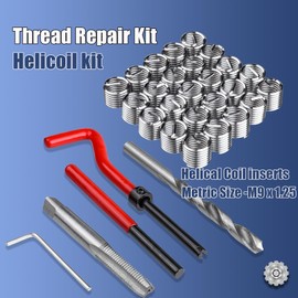 Rdrusean Thread Repair Kit M9x1.25mm Helicoil Restoring Thread Repair Tools Wire Insert Kit for Helicoil Type Internal Screw Holes Repairing (M9 x 1.25)