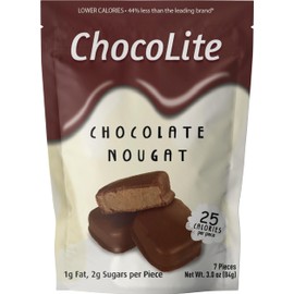 ChocoLite Chocolate Nougat | 25 Calories per Piece | Pack of 6 Pouches