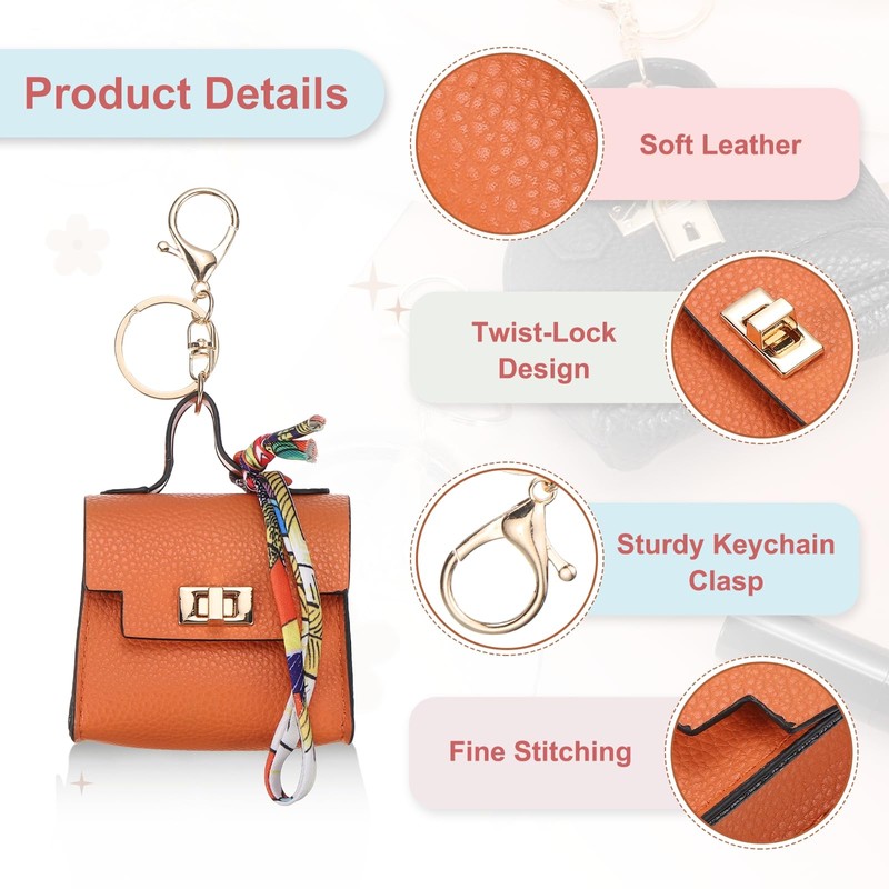 PATIKIL Mini Backpack Keychain, Cute Coin Purse Keychain PU Leather