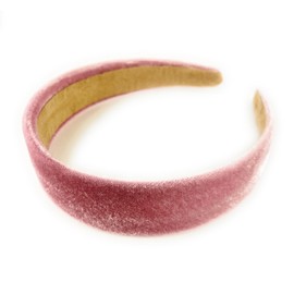 Pink velvet headband soft fuzzy velour hair band accessory 1.25 inch wide plain classic headband mauve pink