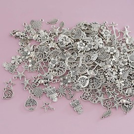 DAHI Approx. 110 Pieces Metal Mixed Charms for Crafts, Charm Bracelet Making Yourself, Charm Pendant Jewellery Crafts, Jewellery Making Set, DIY Crafts (A)
