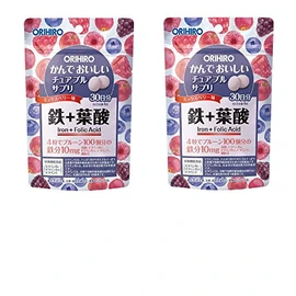Orihiro Chewable Supplement, Iron + Folic Acid, 2 Trials