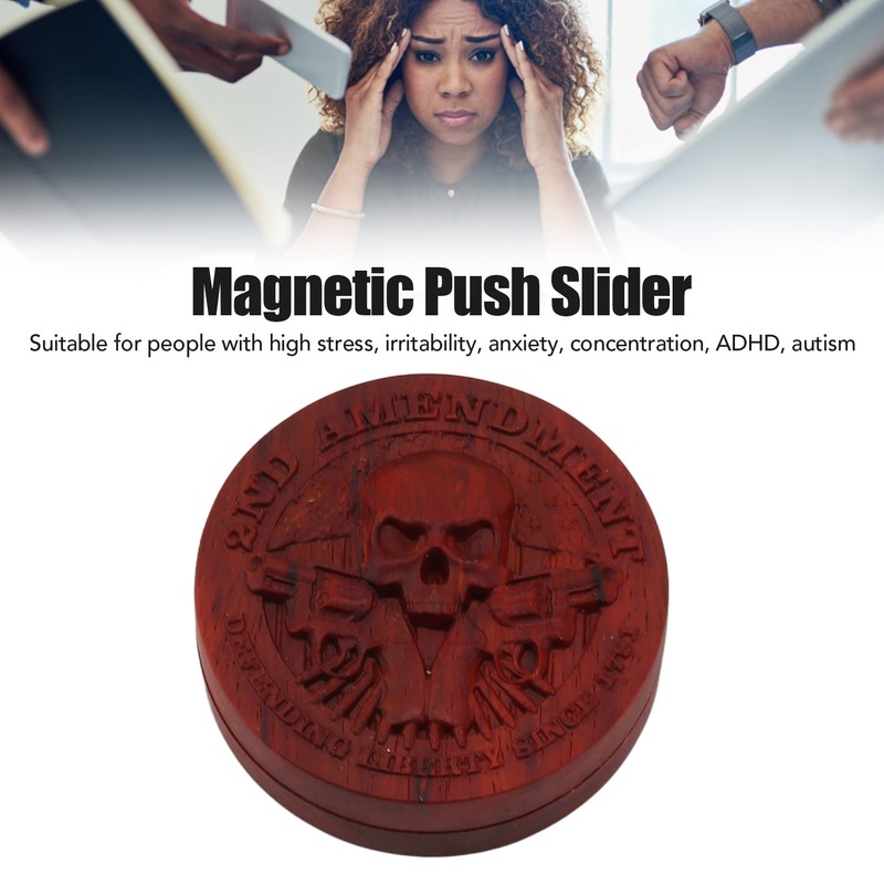Magnetic Push Slider Stress Relief Handmade Rosewood Crafted Rotating Fidget