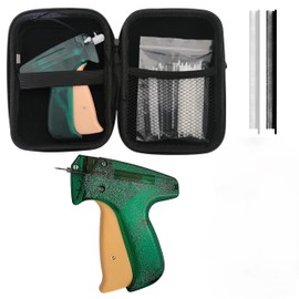 NAMAPRODX Mini Sticky Gun for Clothes Temp Fixes, Tagging Gun for Clothing, Buttoneer, Mending, Hemming Tool, Clothing Stapler Gun, DIY, Versatiles - 4500 Micro Fasteners & 1 Needle - Green with Case