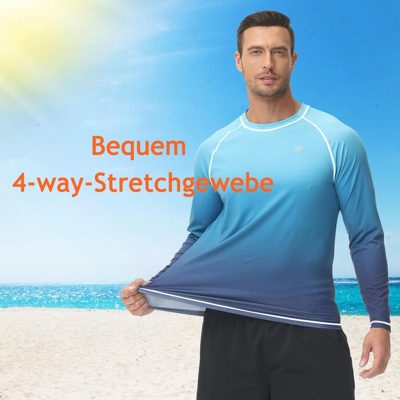 Huayuzh Rashguard UV Shirt Men's Long-Sleeved Swimming T-Shirt Quick-Drying Breathable