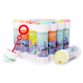 Toyland® Pack of 12 Bubble Tubs With Wands, 60ml Solution & Novelty Maze Lid - Pocket Money & Party Bag Toys (Stitch)