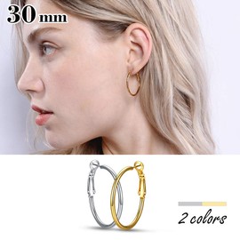 FaithHeart Stainless Steel Hoop Earrings with Shrimp Buckle Hoop Ear Piercing Women Men Minimalist Hoop Earrings with Lobster Buckle Stud Earrings in 30/40/70/100 mm with Gift Box, Metal, No Gemstone