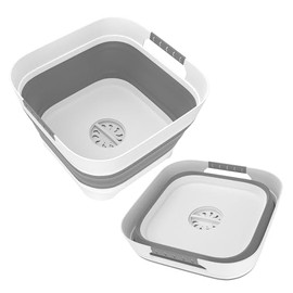 Collapsible Dish Basin Bucket with Drain Plug Portable Sink Space Saving Multiuse Bottle Washing Basin