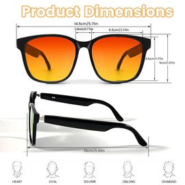 QJF Smart Glasses, Polarized Bluetooth Sunglasses Audio Polarized Sunglasses with Speaker, Voice Assistant, Open Ear, Outdoor UV Protection Unisex (Orange)