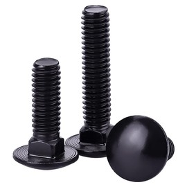1/4-20 x 1 Black Steel Carriage Bolts, 304 Stainless Steel 18-8, Round Domed Head Square Neck Carriage Bolts Screws, Coarse Thread UNC, 25 PCS