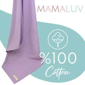 MAMALUV Muslin Swaddle, 100% Cotton Muslin Cloth Swaddle Baby, Soft and Breathable Muslin Blanket for Sensitive Baby Skin, Washable at 30°C, Unisex, Purple, 80 cm x 90 cm