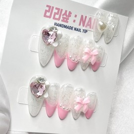 Pink Princess' Dignity Handmade Nail Tips - Short Oval / 핑크 공주의 품격 수제네일팁 - 숏오벌