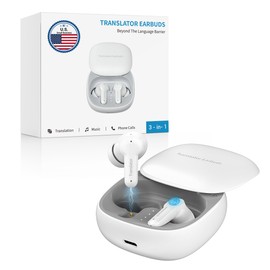 Anfier M3 AI Translation Earbuds Real Time, Offline Translator Device in 144 Languages, 3-in-1 Two-Way Audífonos Traductores, Language Headphones for iOS & Android, No Subscription Required (White)