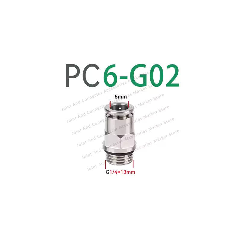 5-Pack PC-G Nickel-Plated Brass Pneumatic Push-to-Connect Fittings, 4–12 mm Tube,