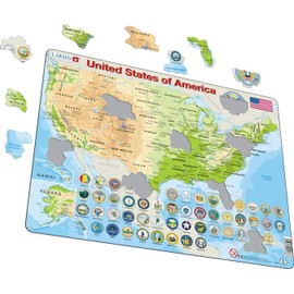 Larsen Puzzles United States Map 90 Piece Children's Educational Jigsaw Puzzle