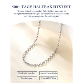 Suplight Women's Link Chain without Pendant Stainless Steel Charm Choker Chain Width 1.4 mm / 2 mm Chain Length 35/41/46/51/56/61/66/71/76 cm + 2 cm