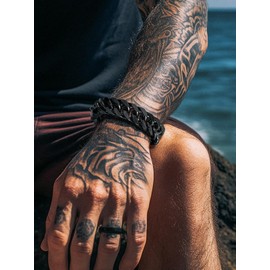 Richsteel 8/12/17 mm Curb Chain Bracelet Stainless Steel / Gold Cuban Link Bracelet Punk Cuban Bracelet with Gift Box for Valentine's Day Birthday, 23 cm, Stainless Steel