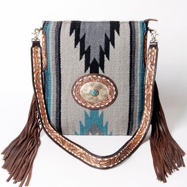 American Darling Messenger Hand Tooled Saddle Blanket Genuine Leather Western Women Bag Handbag Purse | Cute