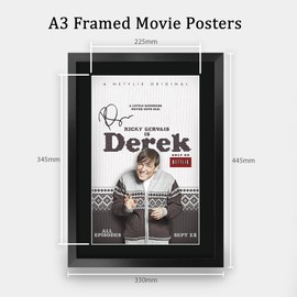 HWC Trading FR A3 Derek Ricky Gervais Gifts Printed Signed Autograph Poster for Fans of Television Memorabilia - A3 Framed
