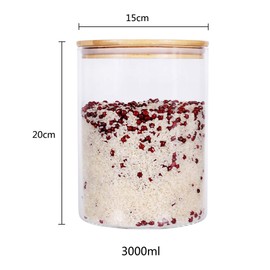 Large Glass Food Storage Container, 100 FL OZ (3000ml) Glass Food Canister with Airtight Bamboo Lids for Your Pantry, BPA-Free Cereal Dispenser Jars for Spaghetti Pasta, Powder, Tea, Coffee