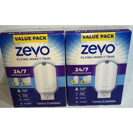 Zevo Lot Of 2 - Zevo Flying Insect Fly Trap (1 Device & 3 Refill Per Box)