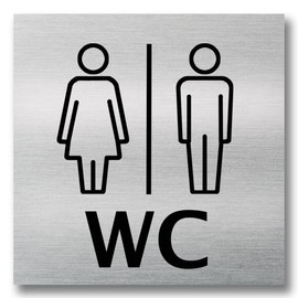 Toilet Door Sign for Men and Women, 12 cm x 12 cm, Large Toilet (Brushed Aluminium for Men and Women)