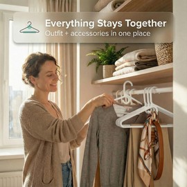 DEILSY™ White Plastic Hangers - White Super Heavy Duty Clothes Hanger, Thick Strong Standard Closet Plastic Hangers with Hook for Scarves and Belts - Pack of 10