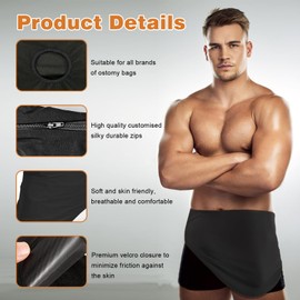 Ostomy Bag Cover, Stealth Belt for Ostomy Belt, Inner Pocket to Accommodate Ostomy Pouch for Sport or Daily Life, Black Colostomy Belt for Men & Women (XL)