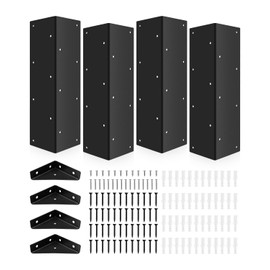 4 Pcs Garden Bed Corner Brackets with Corner Codes, 11" x 3" x 3" Rust Resistant Metal Raised Bed Brackets for Planter Box, Raised Bed Corners Connectors with Securing Lip Fits Wooden Garden Edging Fu