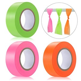 3 Pack Flagging Tape,Non-Adhesive Marking Tape Surveyors Tape Neon Marking Tape Non-Adhesive Tape Survey Tape for Boundaries and Hazardous Areas,Trail Marking (3 Colors A, 25MM)