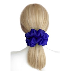 38 Colors Available, Big Scrunchies for Hair, Soft Cheer Chiffon large Ponytail Holder, Cute Birthday Gift for Women Girl Teen, Holiday Accessory (Chiffon Royal Blue)
