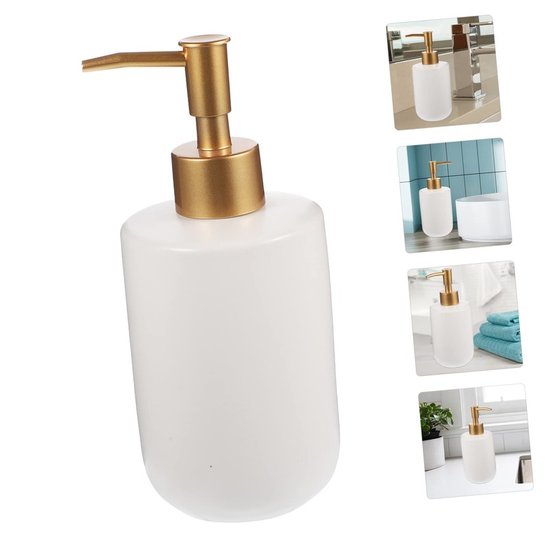 Alipis 420ml Ceramic Shampoo Body Wash Bottles Refillable Pump Dispenser