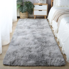 CAIYUECS Shag Area Rug,Indoor Ultra Soft Fluffy Plush Rugs for Bedroom Living Room, Non-Skid Modern Nursery Faux Fur Rugs for Kids Room Home Decor (Tie-Dyed Light Gray, 6x9 Feet)