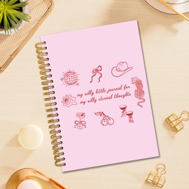 TWRVI Cute Pink Mental Health Spiral Notebook, Funny Anxiety Gifts College Ruled Notebook Journal for School Therapy Office Supplies, Self Care Journaling Notebooks 5.5"x8.3" 164 Pages